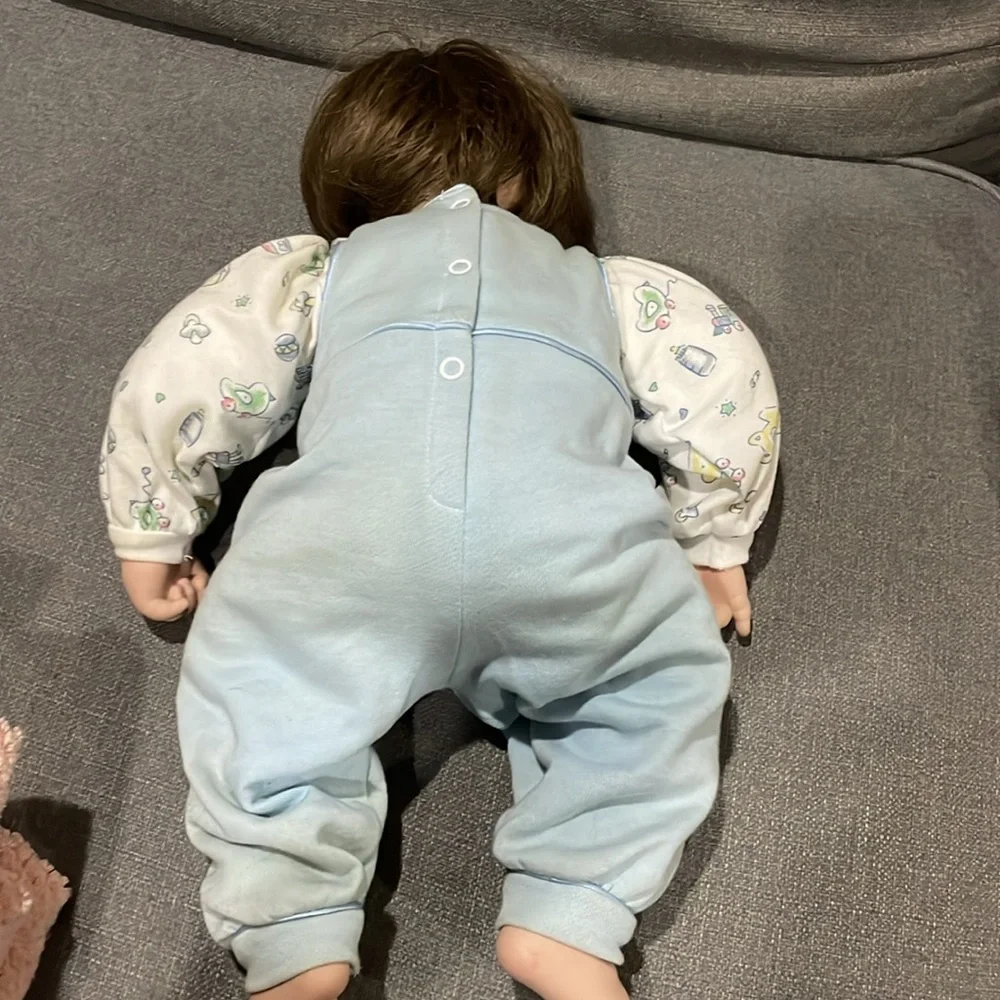 Adora Name Your Own Baby Doll Boy with Blue romper and Bib Blond hair